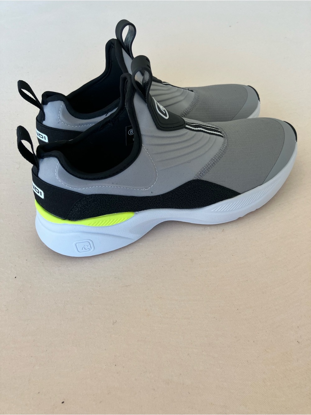 AND1 Slip On Athletic Running Sneakers Grey Neon Yellow Womens 9.5 Mens 8